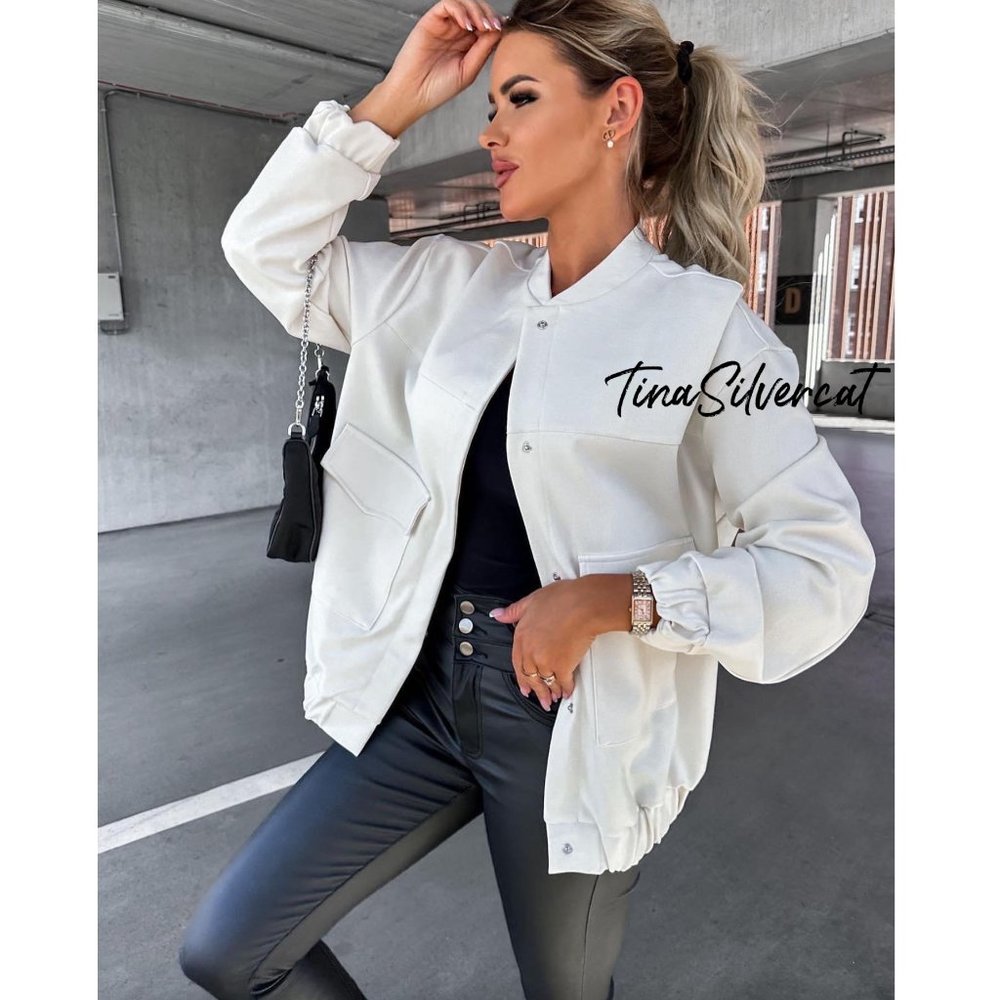 Zara Bomber Jacket Oyster White NWT